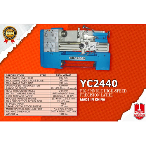 Spindle High Speed Lathe Machine - Mesin Bubut YC2440