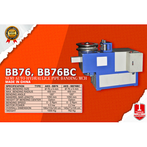 Mesin Tekuk Pipa Semi Auto Hidrolik Bending Machine BB76