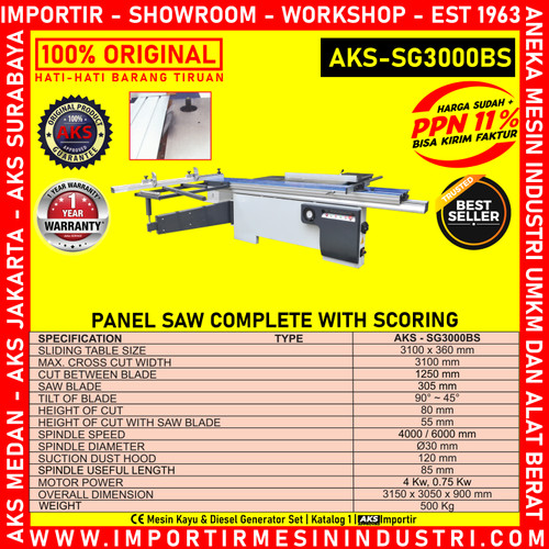 Mesin Gergaji Triplek Panel Saw Complete with Scoring SG3000BS