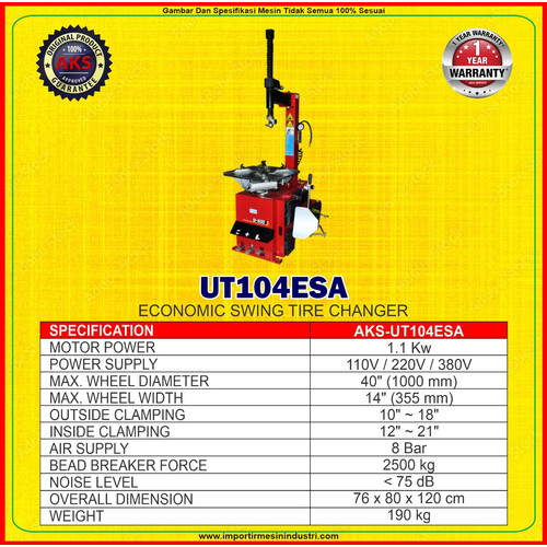 Mesin Pembuka Ban Tyre Changer - UT104ESA - INVC