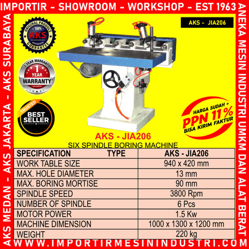 Mesin Bor Pembolong Kayu 6 Spindle Boring Woodlog Importir 1989