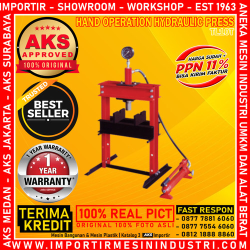 AKS-TL10T Mesin Perbengekelan Shop Press hydraulic 10,20,30 Ton -
