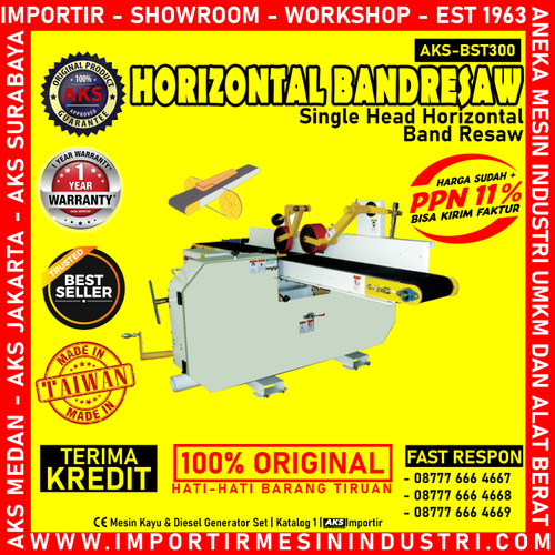 Machine Serut Potong Kayu Single Head Horizontal Band Resaw BST- 300, harga asli tertera di deskripsi