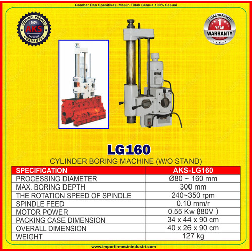 LG160 Cylinder Boring Machine W/O Stand 0.55Kw