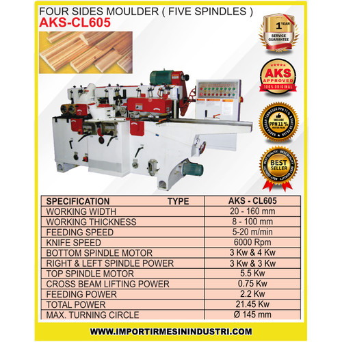 Pembentuk Kayu 4 Sides Moulder (5 Spindles) Machine CL605