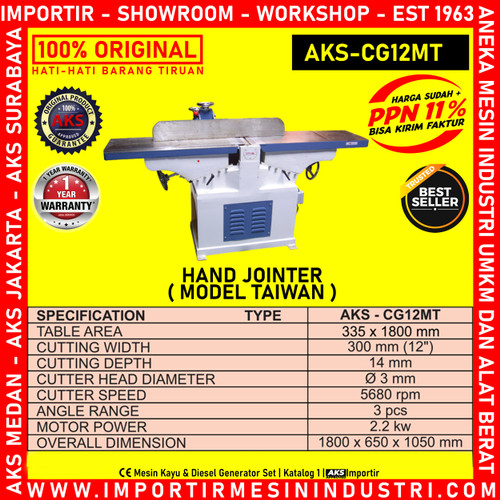 ALAT Serut Kayu Ketam Siku Hand Jointer 2.2 KW 12 Inch CG12MT