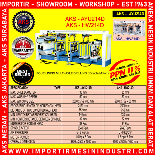 Machine Wood Drilling Multi-Axle Bor Kayu 4 Lapis 2450 mm - AYU214D