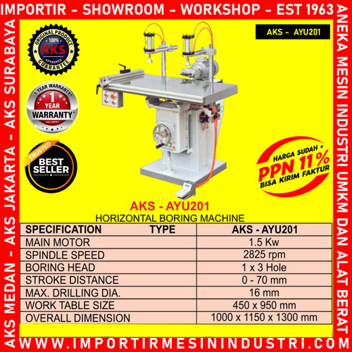 Bor Pembolong Horizontal Boring Machine Hole 1.5 Kw AYU201