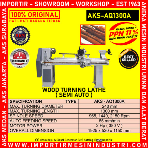 MACHINE Wood Turning Lathe Bubut Batang Kayu 2Hp Semi Auto AQ1300A