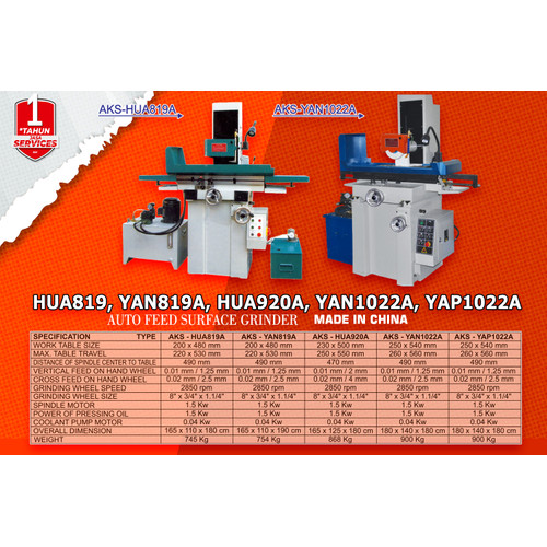 Mesin Penggiling Permukaan Pakan Otomatis Auto Feed Surface YAN-1022A