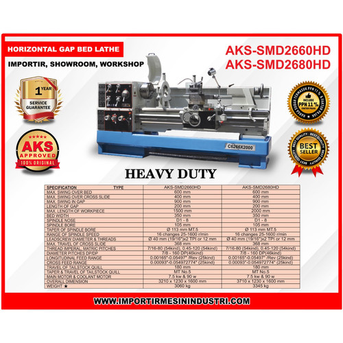 SMD2660HD GAP Bed Lathe Horizontal Machine - Mesin Bubut Besi Termurah