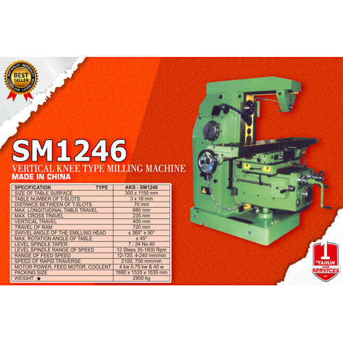 SM1246 Mesin Milling 1600 RPM Universal Knee Metal Working Machine