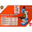 Drilling Milling Machine RM7550CW Mesin Bor Duduk 50 mm 1,5 Kw