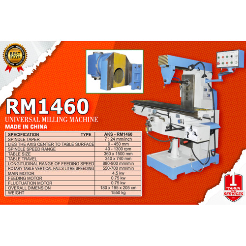 RM1460 - Mesin penggilingan universal milling machine Importir
