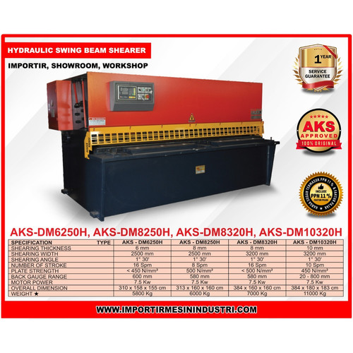 Mesin Potong Plat Besi 8x2500mm Hidrolik Swing Beam Shearing DM8250H