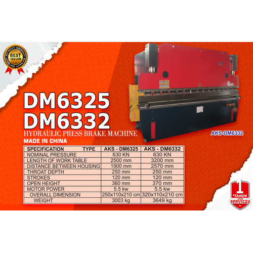 Mesin Bending Tekuk Plat Besi Hidrolik Press Brake 63Ton 3200x2570mm