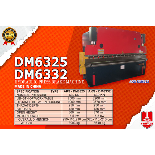 Mesin Bending Tekuk Plat Besi Hidrolik Press Brake 63Ton 2500x1900mm