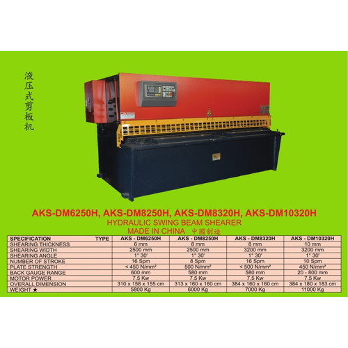 Mesin Potong Plat Besi 6x2500mm Hidrolik Swing Beam Shearing DM6250H