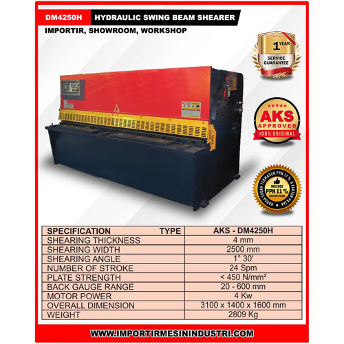 Mesin Shearing Potong Plat 4 mm x 2500 mm AKS - DM4250H