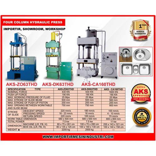 Mesin Pres 63 Ton Hidrolik 4 Tiang Hidrolik Press Machine DK63THD