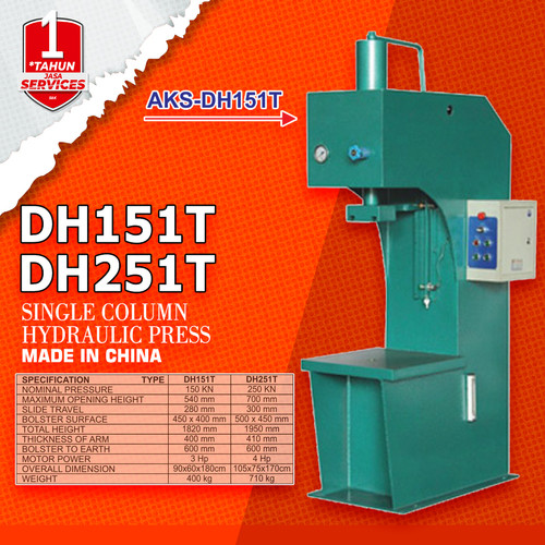 Hydraulic Press DH251T Mesin Pres Hidrolik 1 Tiang 25 Ton 4 Hp