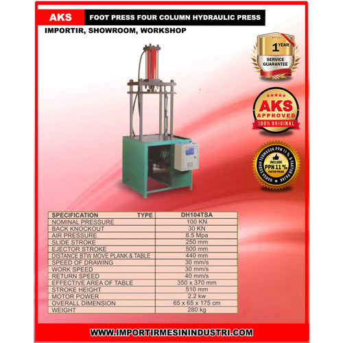 Hydraulic Press DH104TSA Mesin Pres Hidrolik 4 Tiang 10 Ton 2,2 Kw