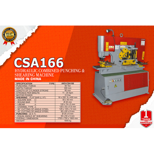 CSA166 Mesin Kombinasi Hidrolik Potong Besi Punching Shearing 60Ton