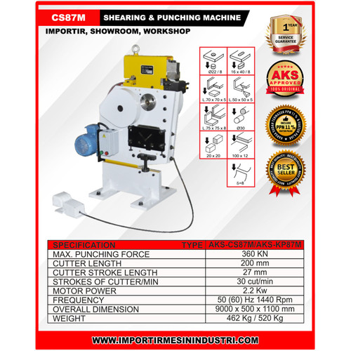 CS87M Mesin Kombinasi Potong Besi Punching 2,2Kw Shearing Machine