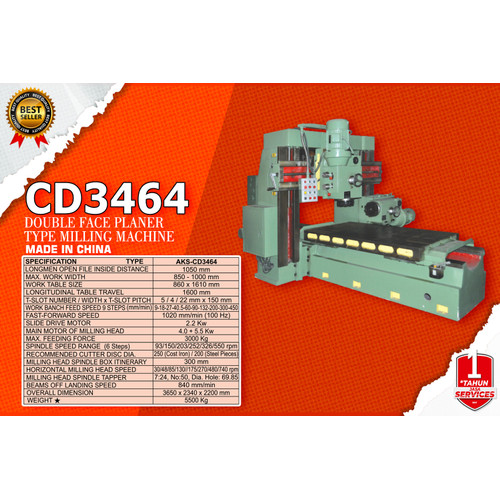 Double Face Planer CD3464 Mesin Milling 5500 Kg