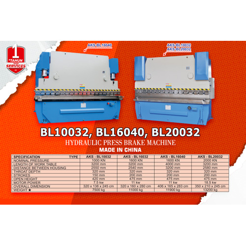 Mesin Tekuk Plat 200 Ton Hidrolik Press Brake Machine BL20032