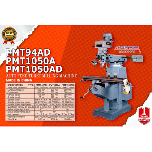 Auto Feed Turret-Mesin Penggilingan Turret Umpan 3.7 kw-PMT1050AD