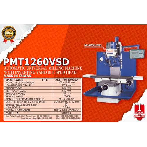Mesin Penggilingan Otomatis Kecepatan Variabel Terbaik - PMT1260VSD