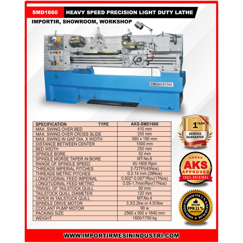 Mesin Bubut Besi Berkualitas High Speed Precision Lathe - SMD1660