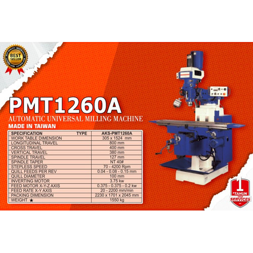 Auto Feed Turret-Mesin Giling Turret Umpan Otomatis -PMT1260A