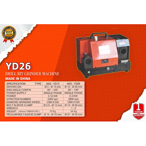 Mesin Asah Mata Bor Gerinda 0,3Kw-Drill Bit Grinder- 26mm YD26