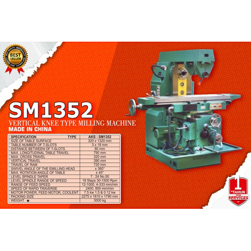 Mesin Milling/Universal Knee Metal Working Machine 3000 Kg-SM1352
