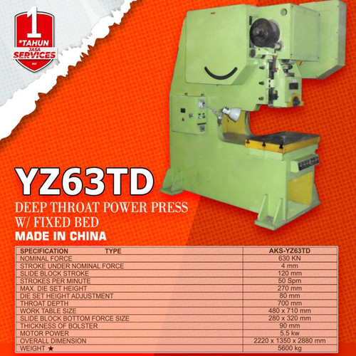Mesin Pon Press - Deep Throat Power Press Machin 63 Ton - YZ63TD