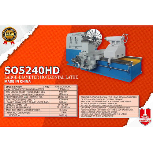 Mesin Bubut Besi 1000 mm - Large Diameter Horizontal SO5240HD