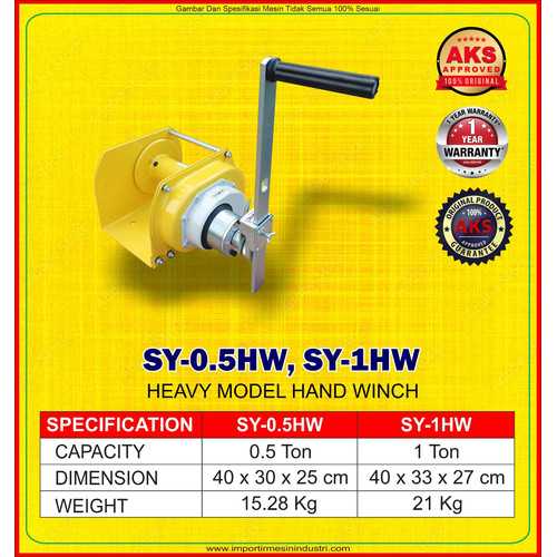 Kerekan Katrol Manual / Hand Winch 0.5 TON Tanpa Wire Rope