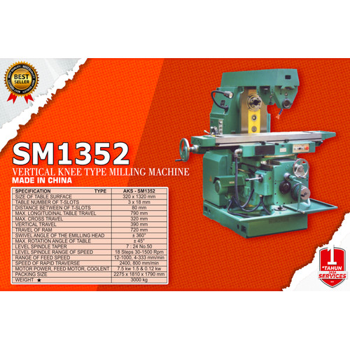 Universal Knee Metal Working Machine-Mesin Milling 3000 Kg-SM1352