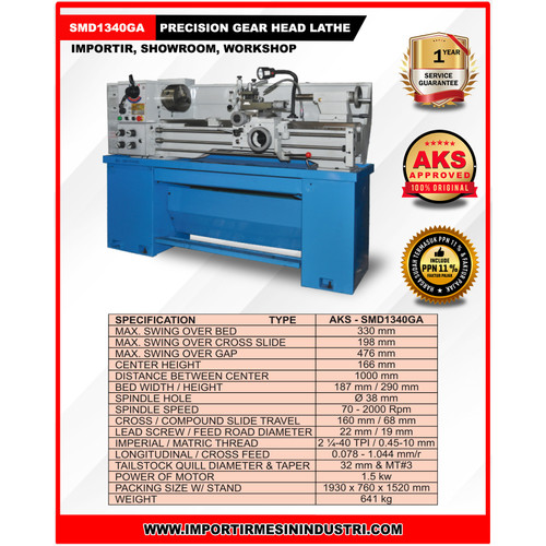 Precision Head Lathe Machine - Mesin Bubut Besi SMD1340GA