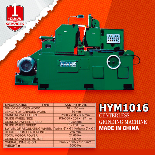Centerless Grinding Machine Mesin Gerinda Logam 1250 Rpm HYM1016