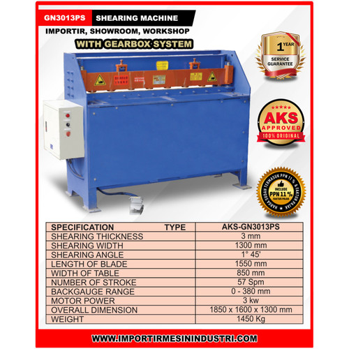 Shearing Mesin Potong Plat 3x1300mm Shearing Gearbox GN3013PS