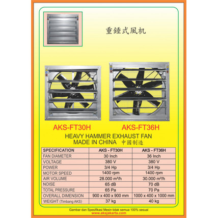 Exhaust Fan Extra Strong 36 inch Industrial Fan 3 Phase FT36H