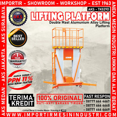 Tangga Hidrolik Elektrik Double Mast Aluminium Lifting Platform 8,5 m