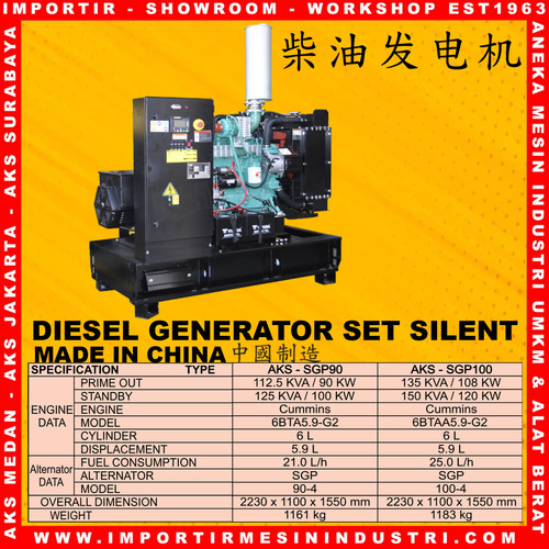 Mesin Diesel Generator Set Open Type 108 Kw AKS - SGP100