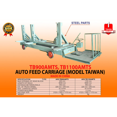 Roli Kereta Gergaji Kayu Auto Feed Carriage model Taiwan - TB1100AMTS