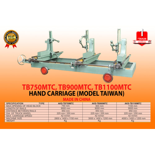 Roli Kereta Gergaji Kayu Hand Carriage model Taiwan - TB1100MTC