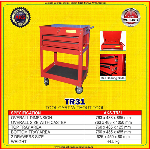 Meja Alat Perkakas Bengkel Tool Cart Drawer Trolley TR31