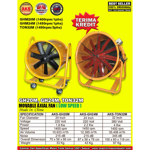 Portable Ventilator Kipas Blower Axial 32" Resto Cafe Pabrik 4000 watt